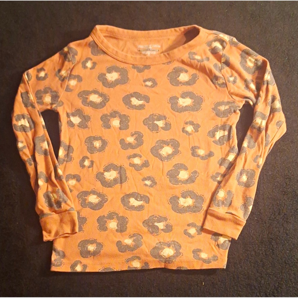 Member's Mark Girls Organic Cotton Pajama Set 2pc Leopard Peach Gray 7 MMG6109